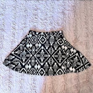 PINK black and white patterned skater skirt